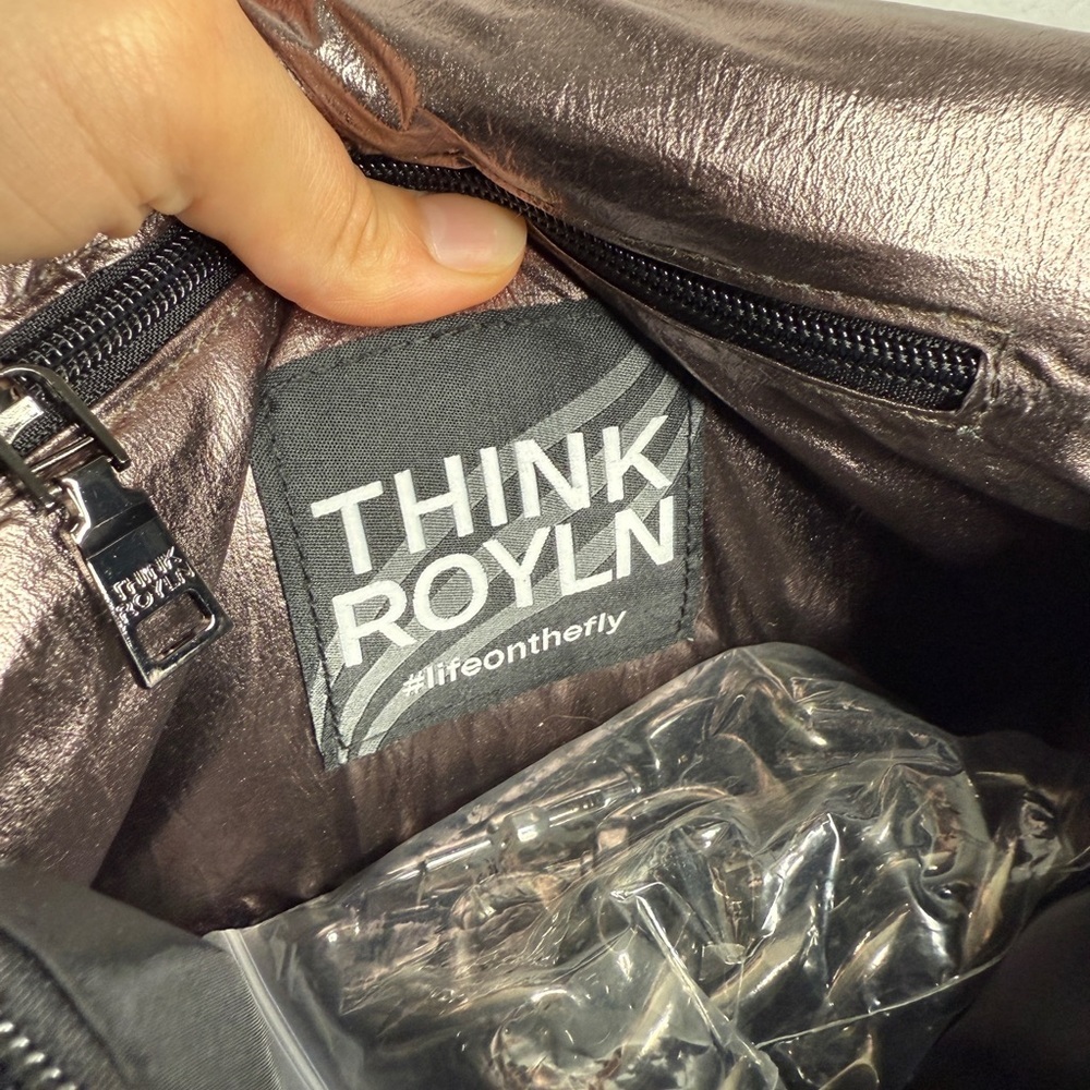 Think Royln Quilted Metallic Shoulder Bag Chain Strap Silver Finish - Picture 9 of 10